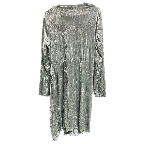 Silver Stretch Crushed Velvet Cocktail Party Midi Dress Ruched Waist, Sz12 - Picture 9 of 12